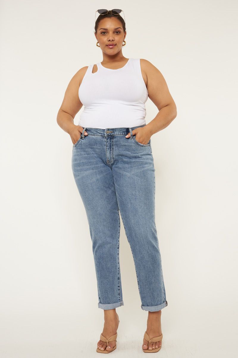 KanCan Plus Mid Rise Slim Boyfriend Jean