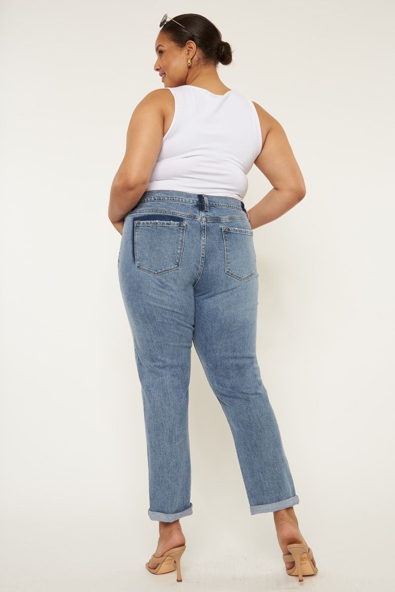 KanCan Plus Mid Rise Slim Boyfriend Jean