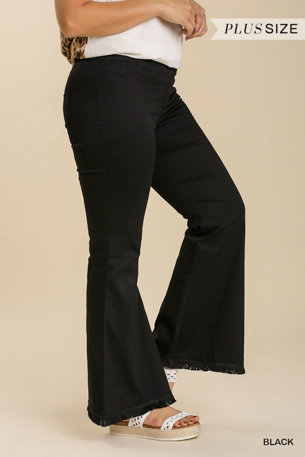 Plus Stretch Wide Flare Leg Pants in Black