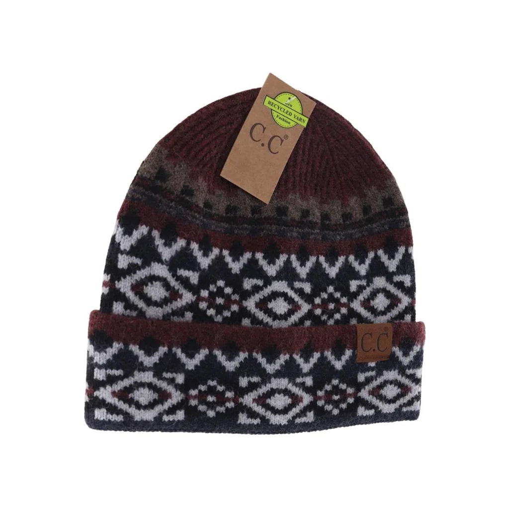 C.C. Aztec Pattern Cuff Beanie