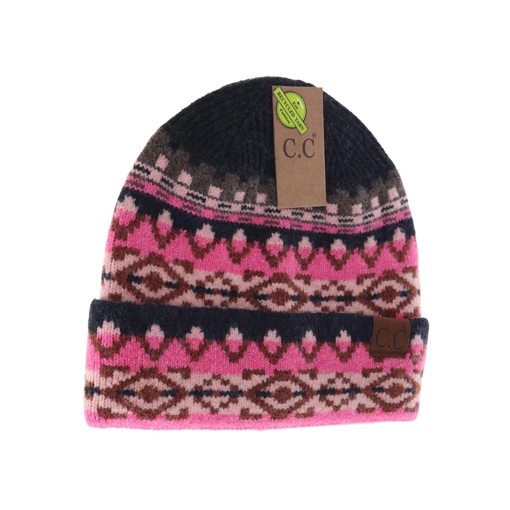 C.C. Aztec Pattern Cuff Beanie