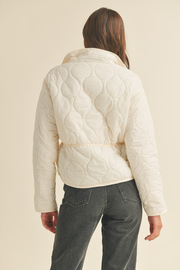 Creamy Quilted Puffer Pullover