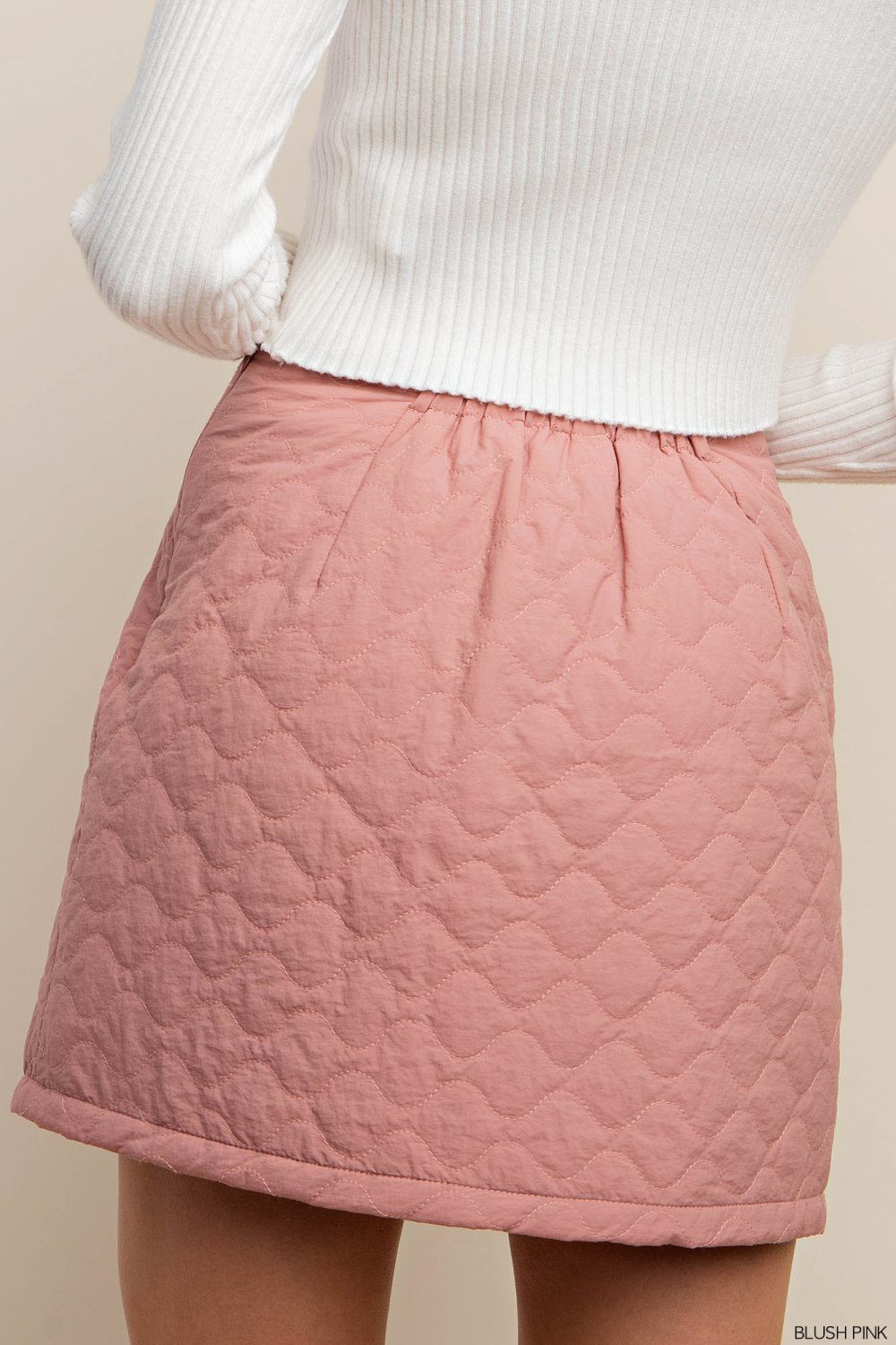 Blush Quilted Mini Skirt