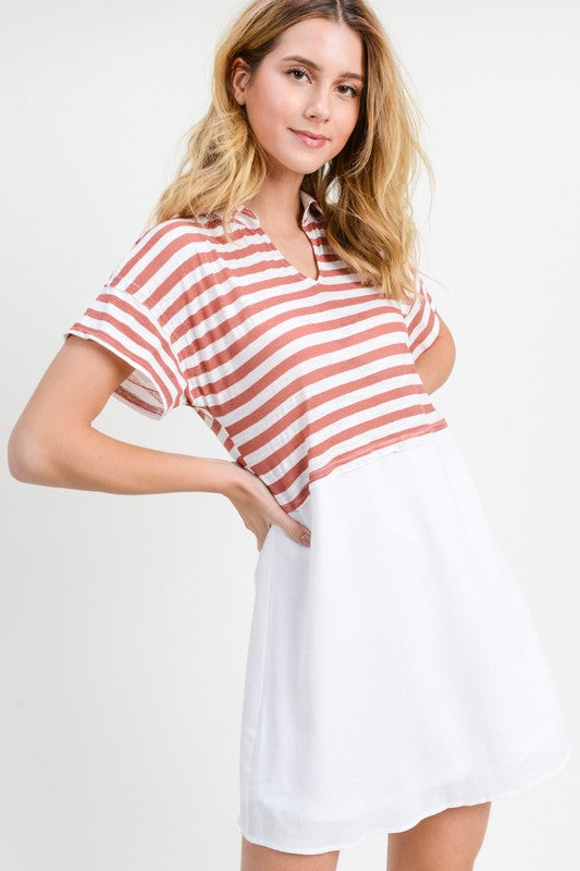 2 Fer Striped Shirt Dress