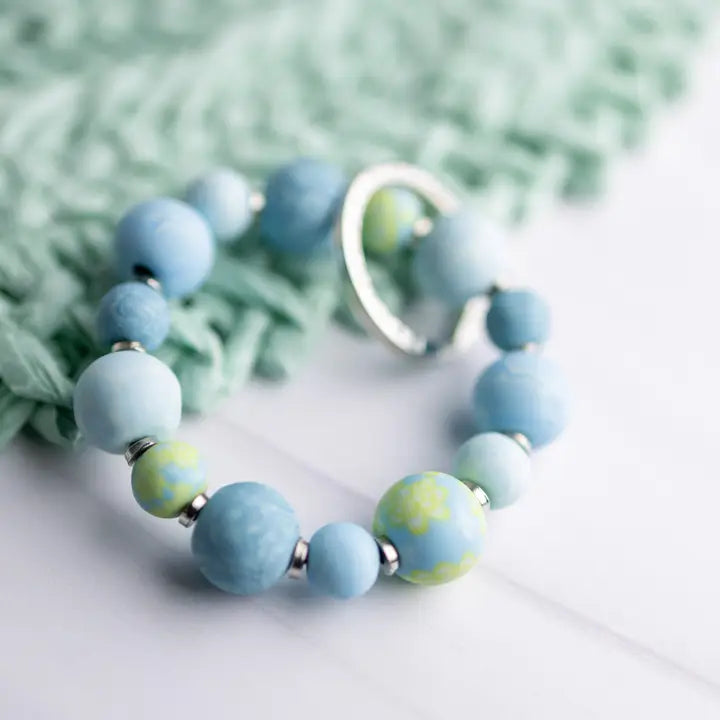 Small Bead Wrist Keychain - Bermuda Blue