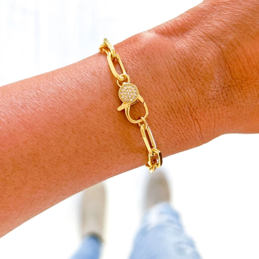 Gold Filled Pave Claw Clasp Braclet