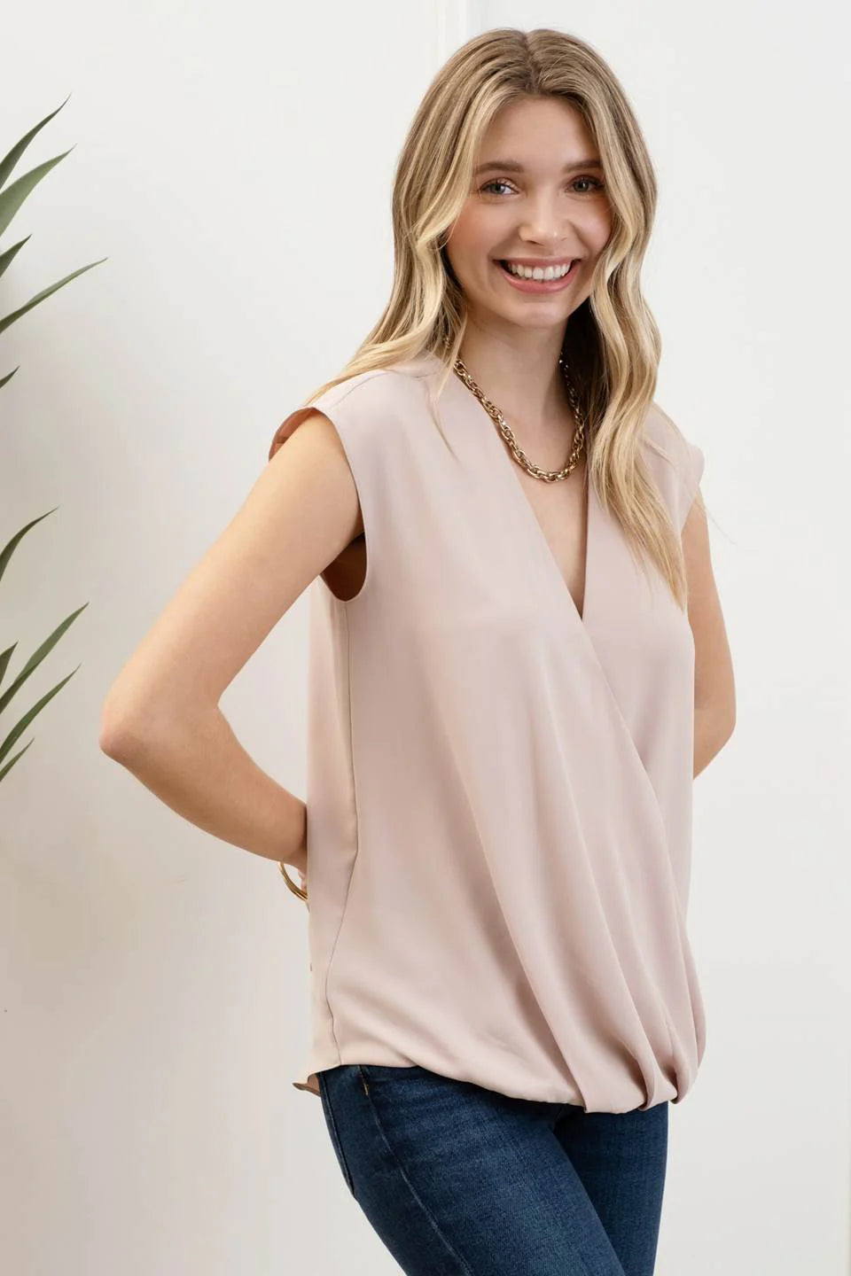 Draped Sleeveless Blouse