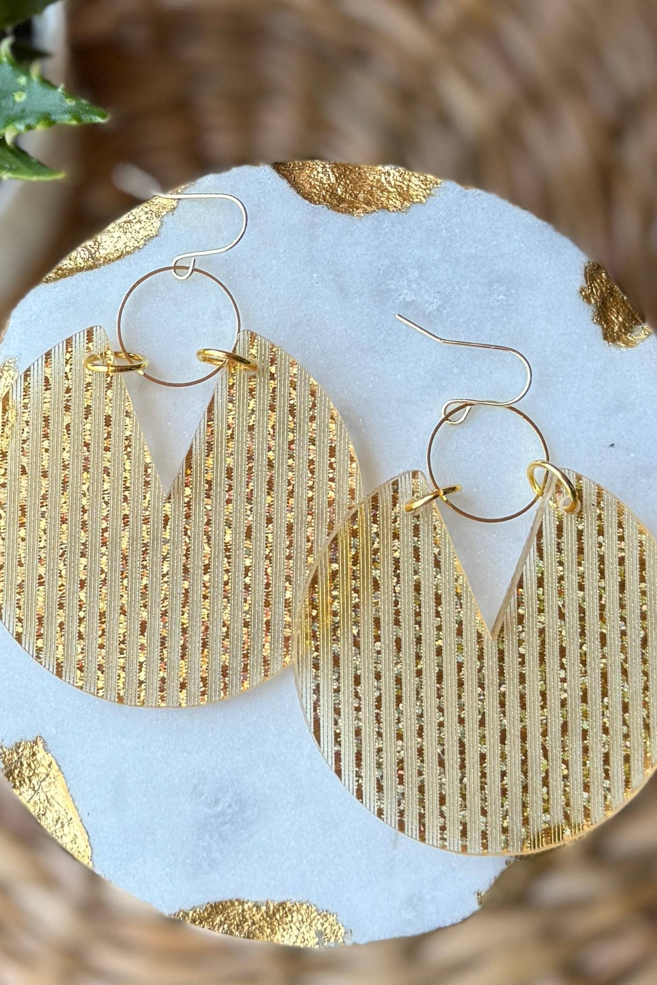 Viv - Gold Ribbon Acrylic Statement Earrings