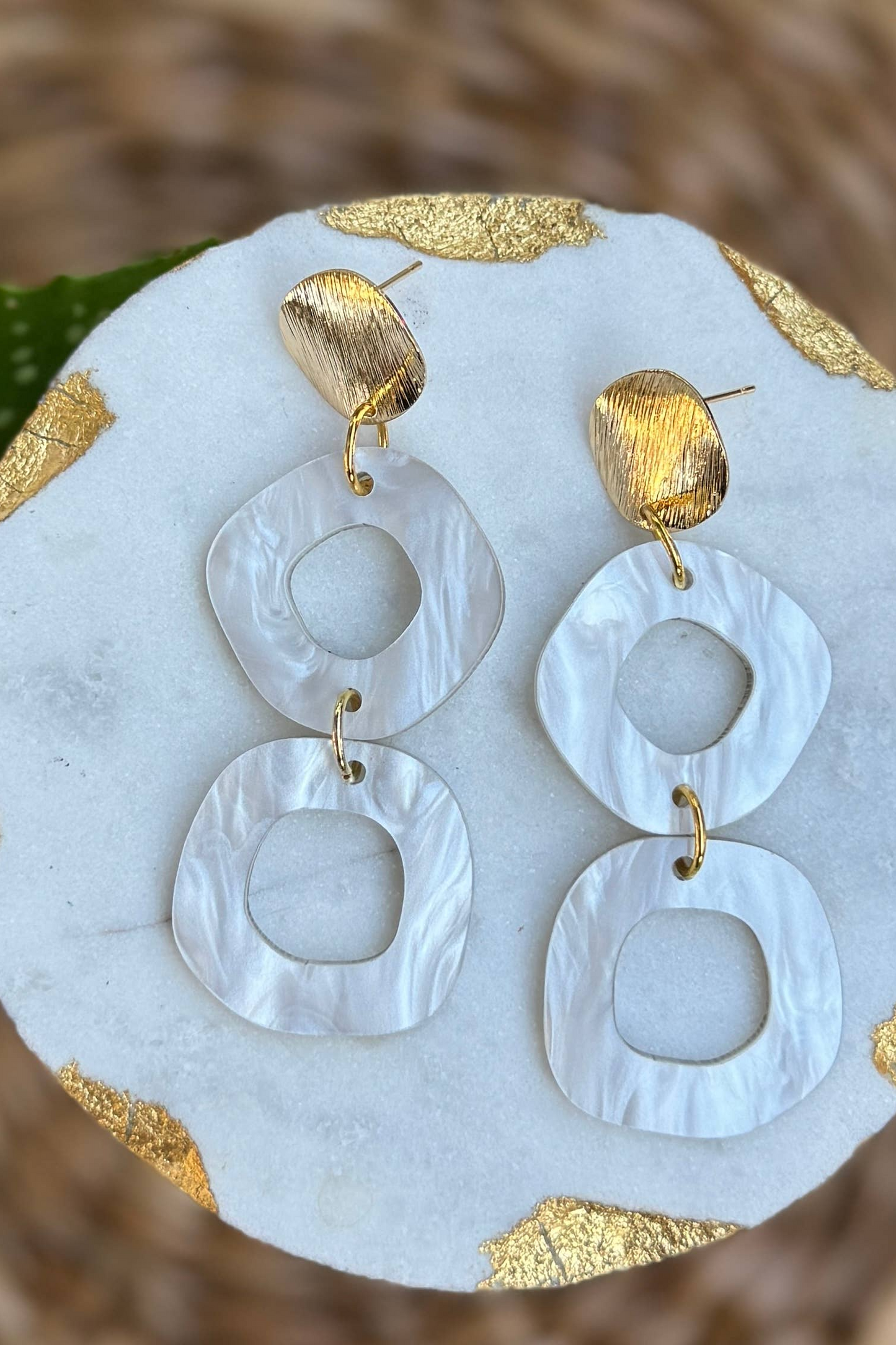 Boulder Drops - Pearl Acrylic Earrings