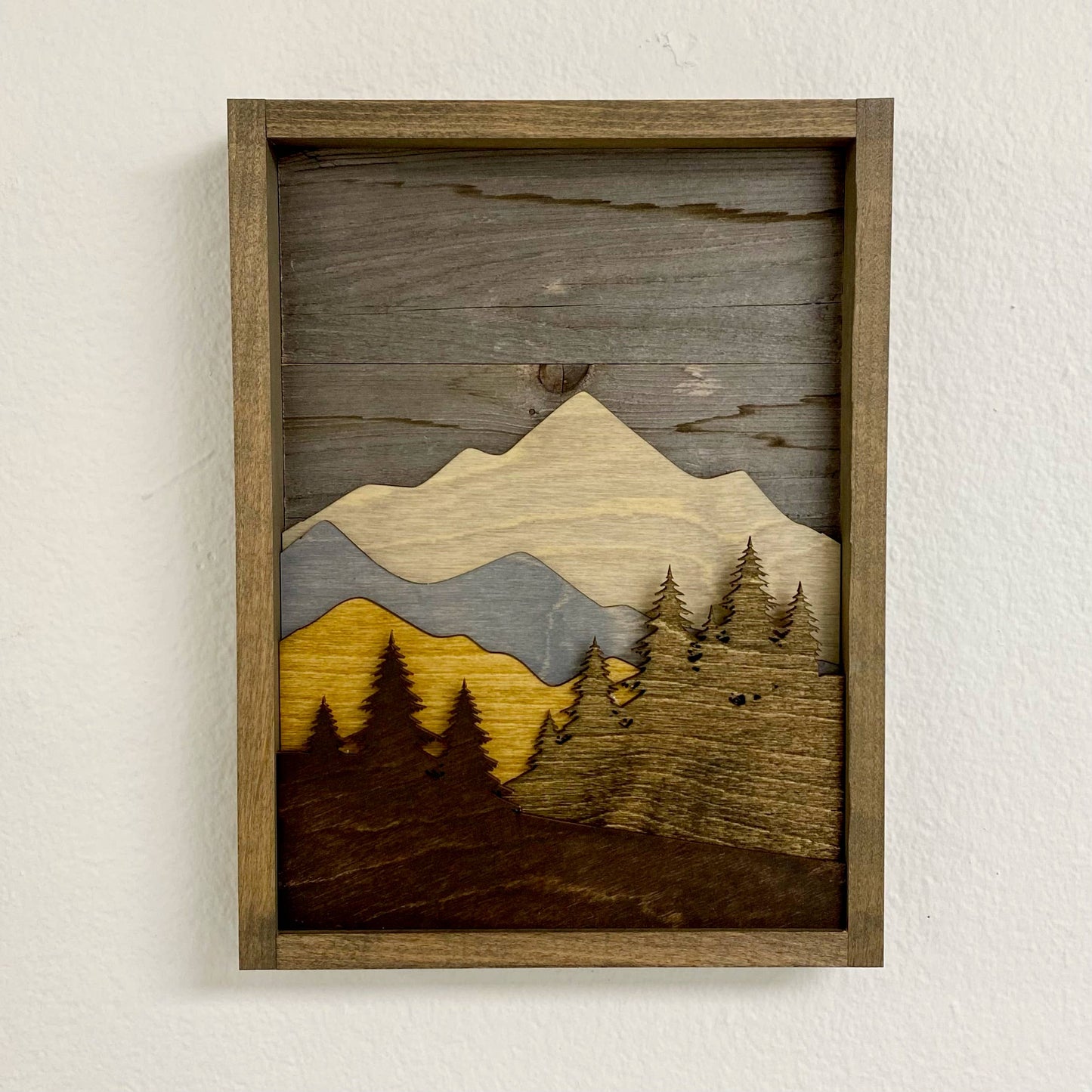 Layered Mountain with Pine Trees: 9x12
