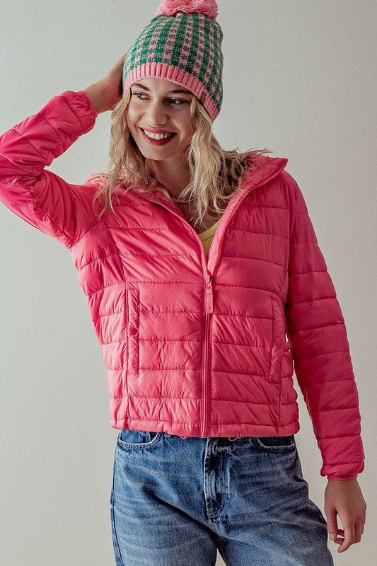 Hooded Zip Up Quilted Puff Jacket