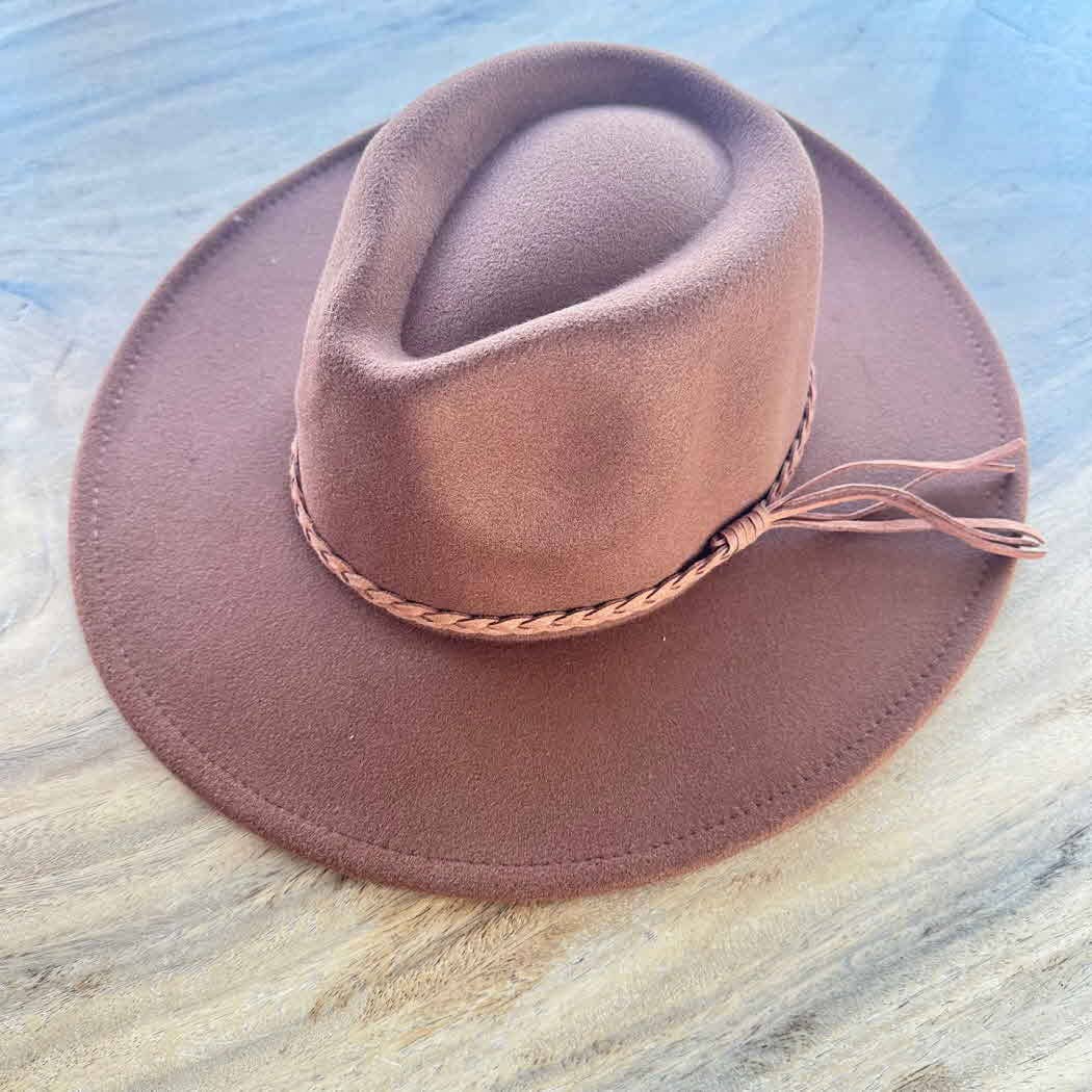 Wide Brim Fedora Hat w/ Suede Belt