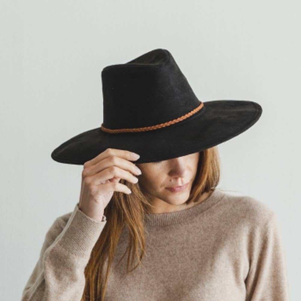 Wide Brim Suede Panama Hat