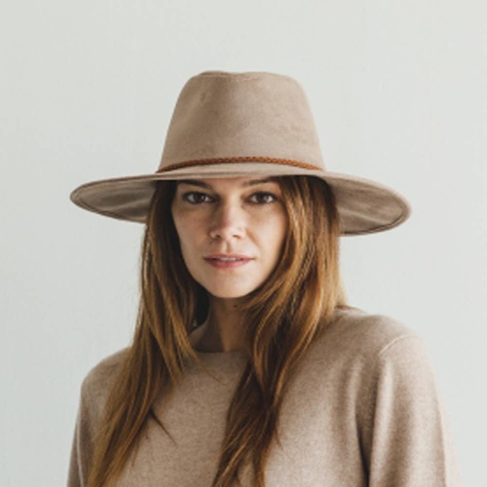 Wide Brim Suede Panama Hat