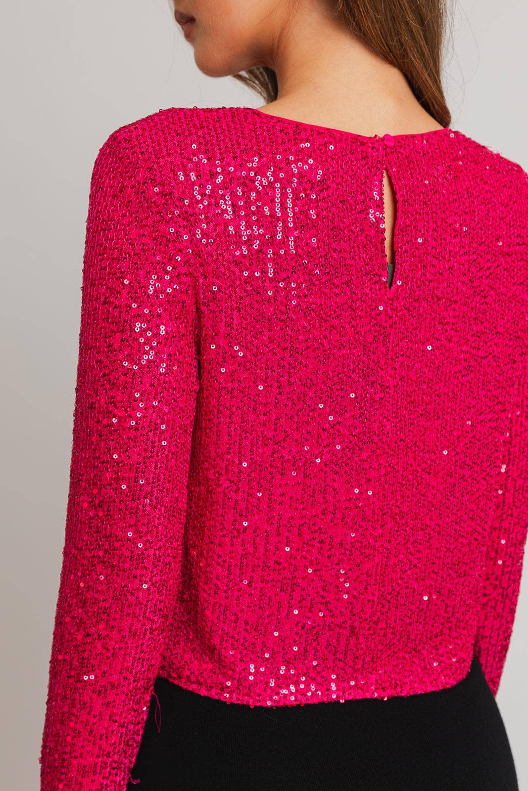 Round Neck Sequin Top