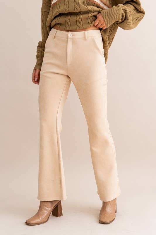 Low Waist Cream Bell Bottom Pants