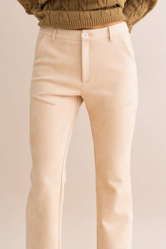Low Waist Cream Bell Bottom Pants