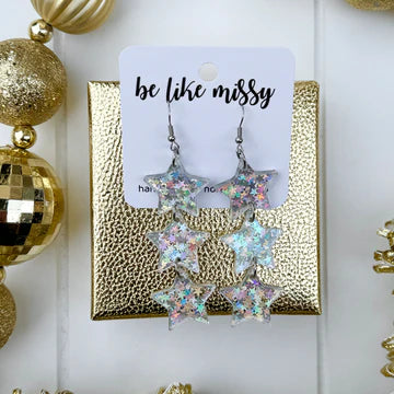 Festive Party Acrylic Earrings - Star Drops