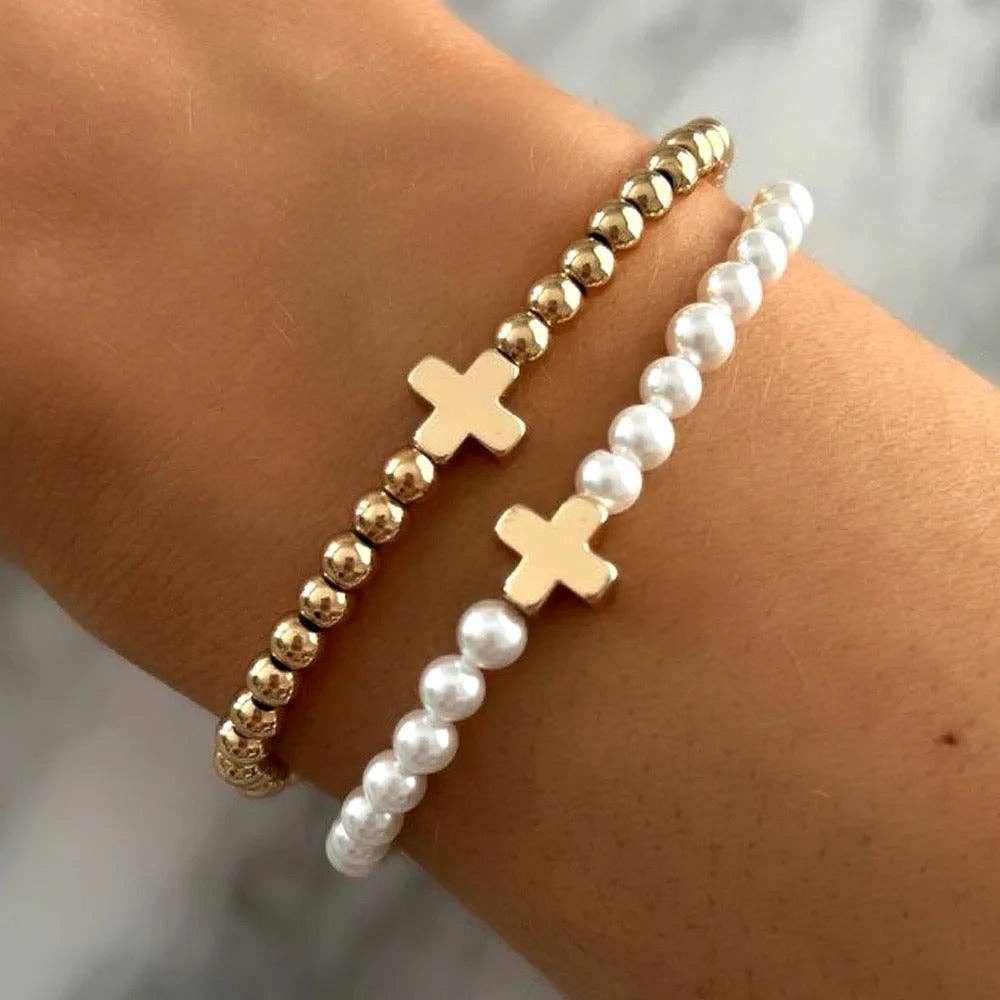 Gracie Cross Bracelet - 18k Gold Plated