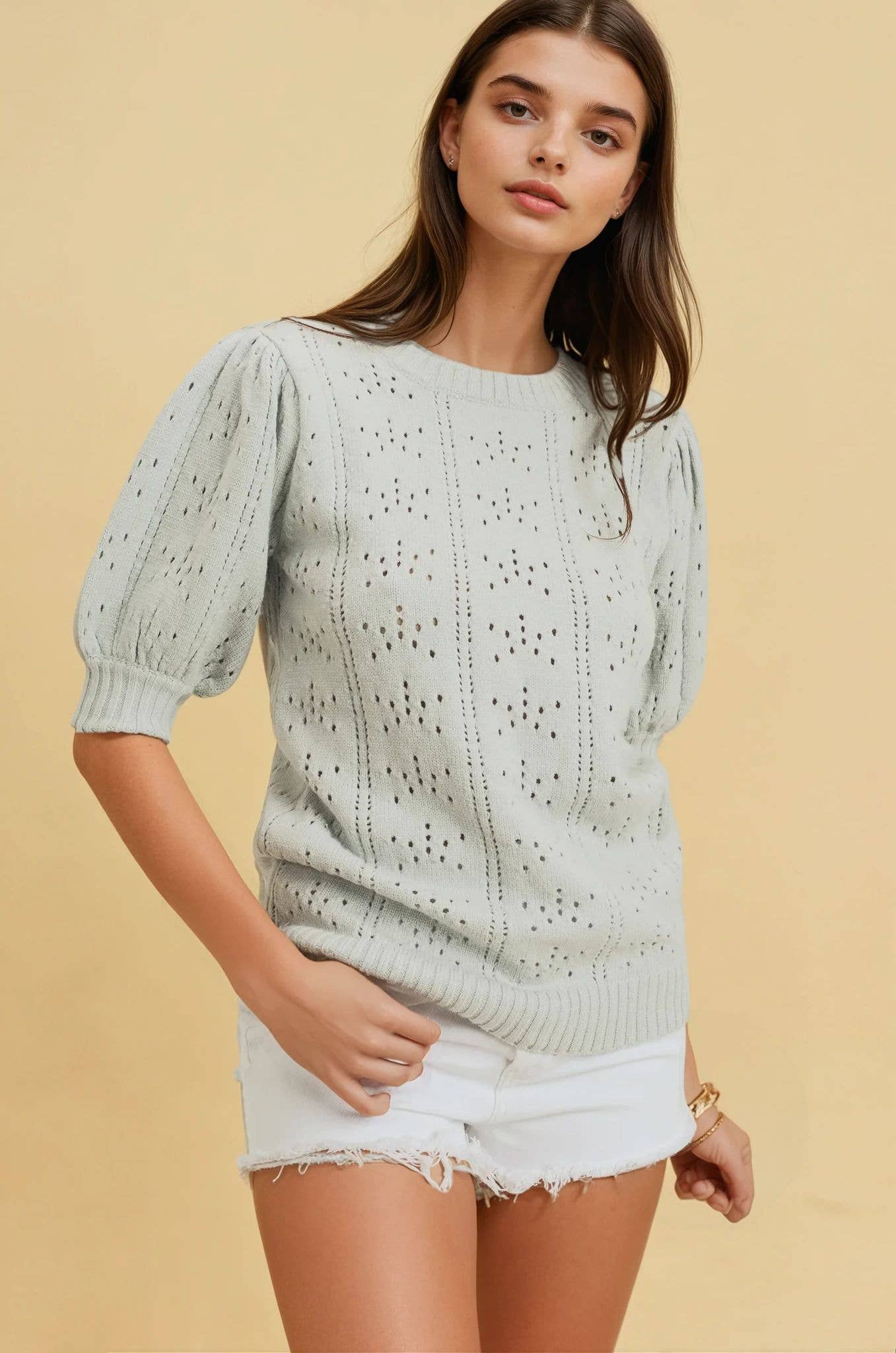 Puff Sleeve Knit Sweater Top