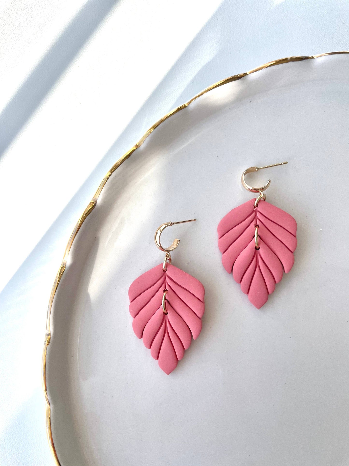 Feather Dangle Clay Earrings