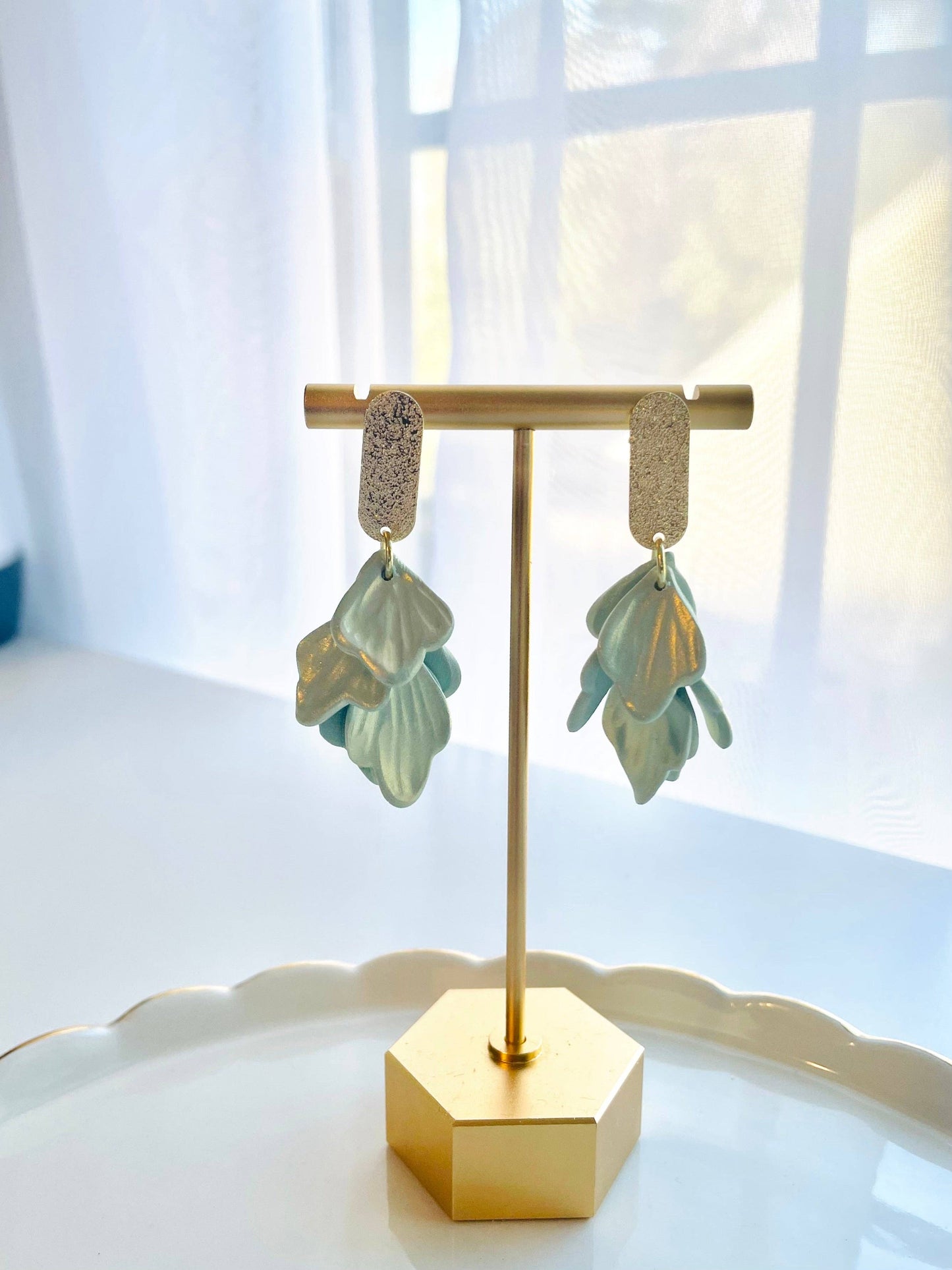 Shimmery Petal Clay Earrings