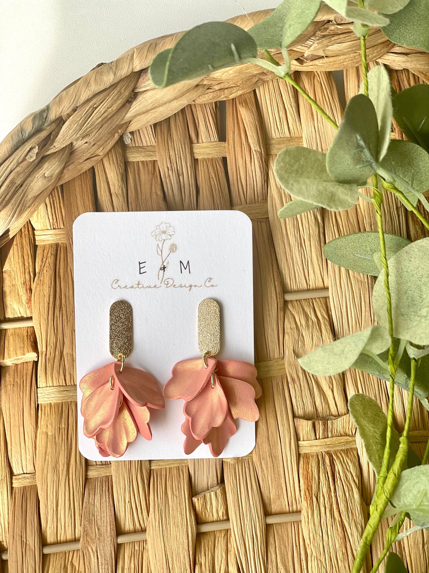 Shimmery Petal Clay Earrings
