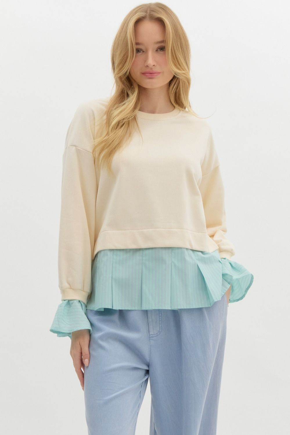 Long Sleeve Twofer Pullover