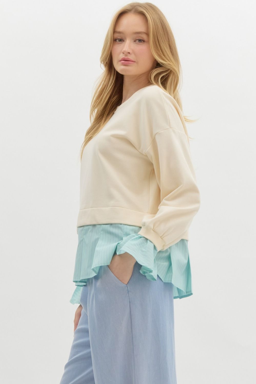 Long Sleeve Twofer Pullover