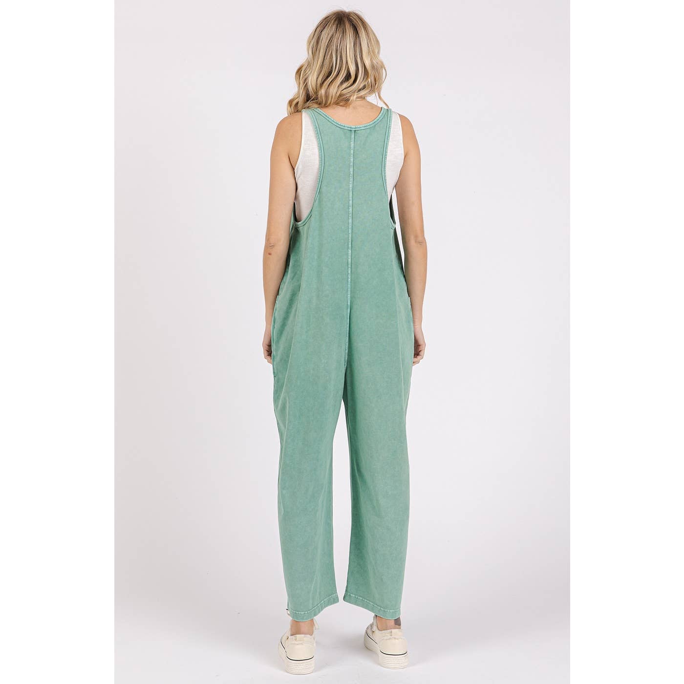 Mineral Wash Pull-On Sleeveless Harem Jumpsuit