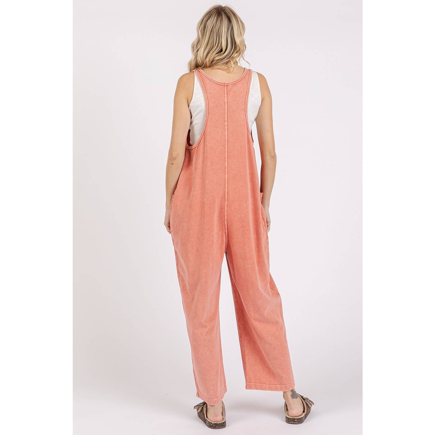 Mineral Wash Pull-On Sleeveless Harem Jumpsuit