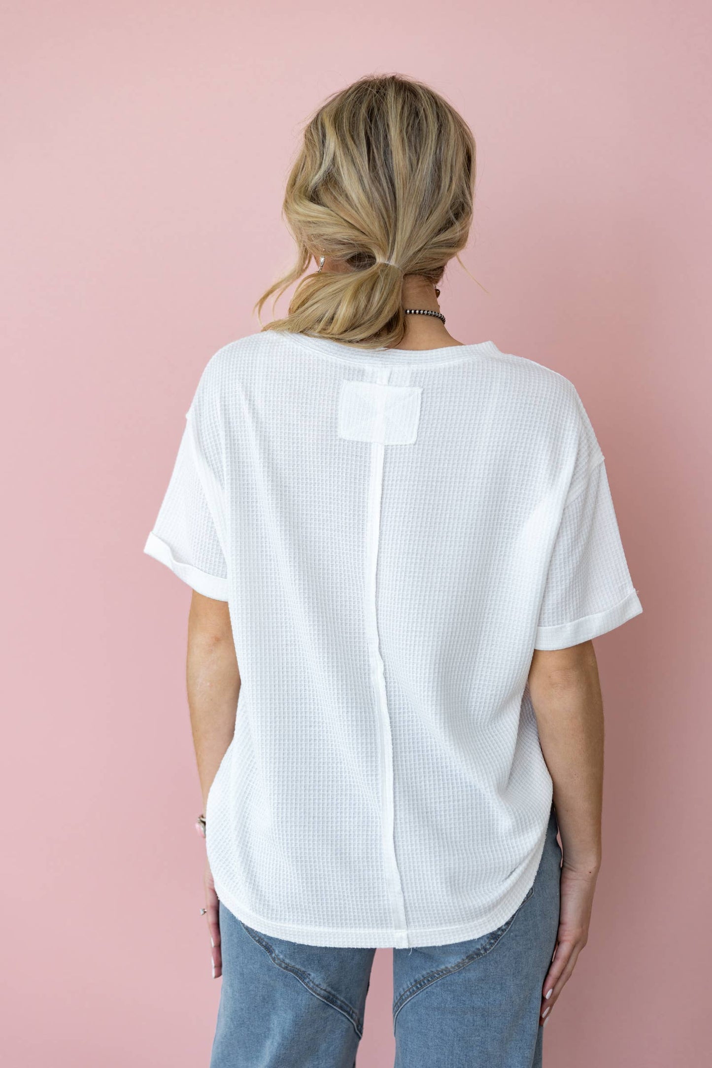 Short Sleeve Two-Tone Thermal Top