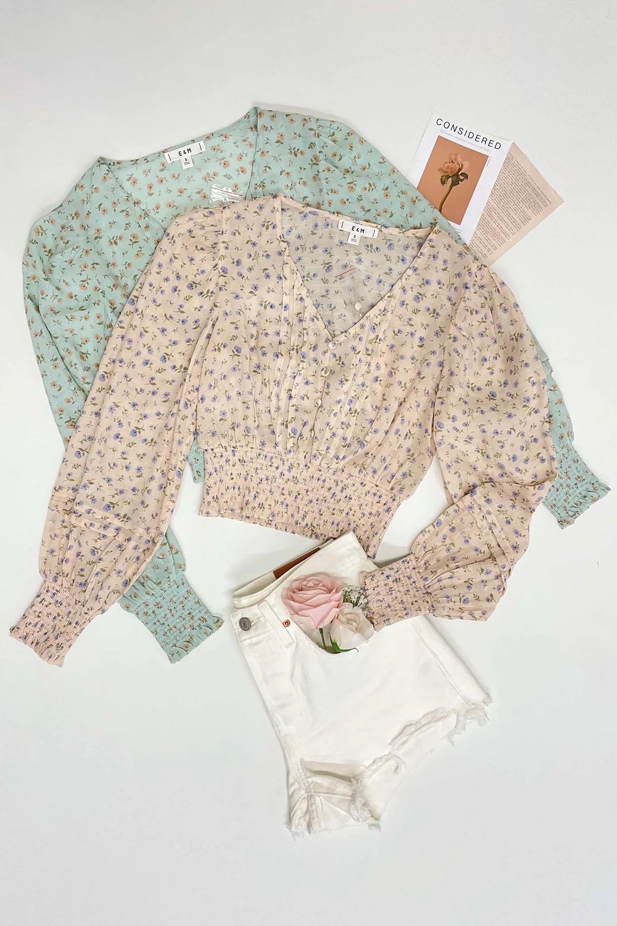 Blush Floral Smocked Top