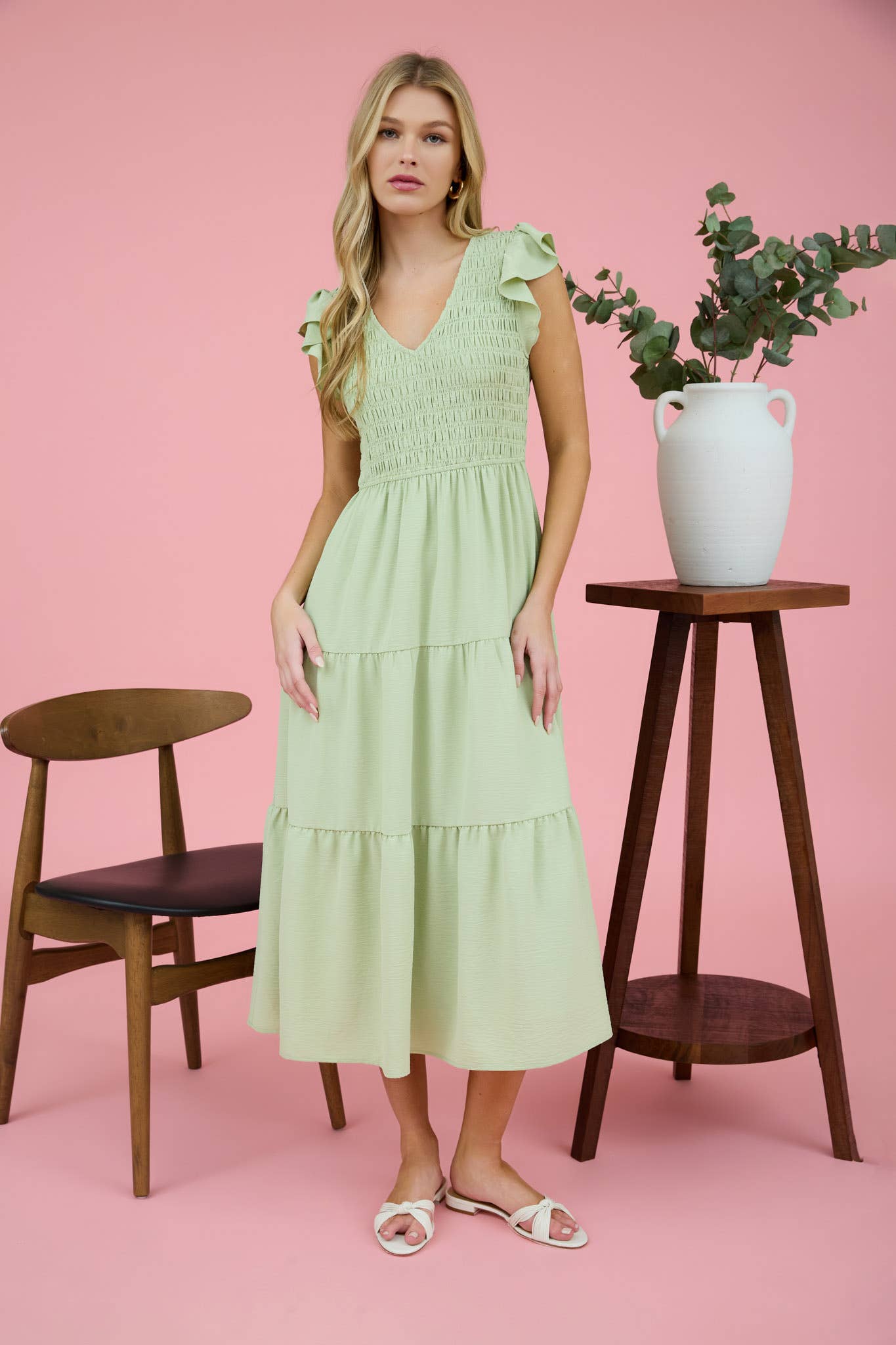 Flutter Sleeve Maxi Dress - Sage