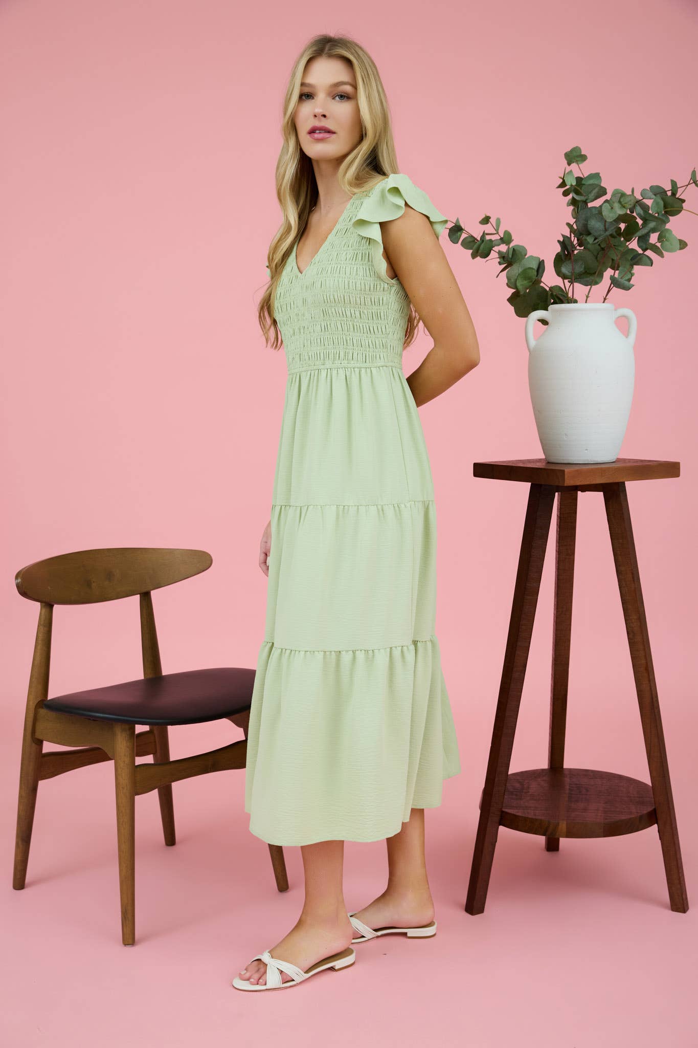 Flutter Sleeve Maxi Dress - Sage