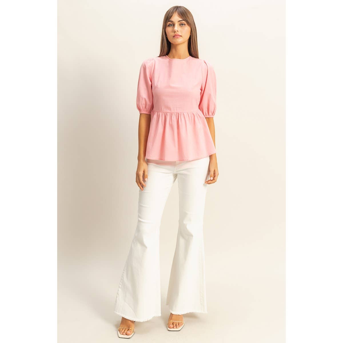 Puff Sleeve Open Back Top