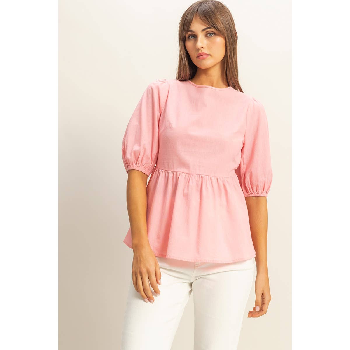 Puff Sleeve Open Back Top
