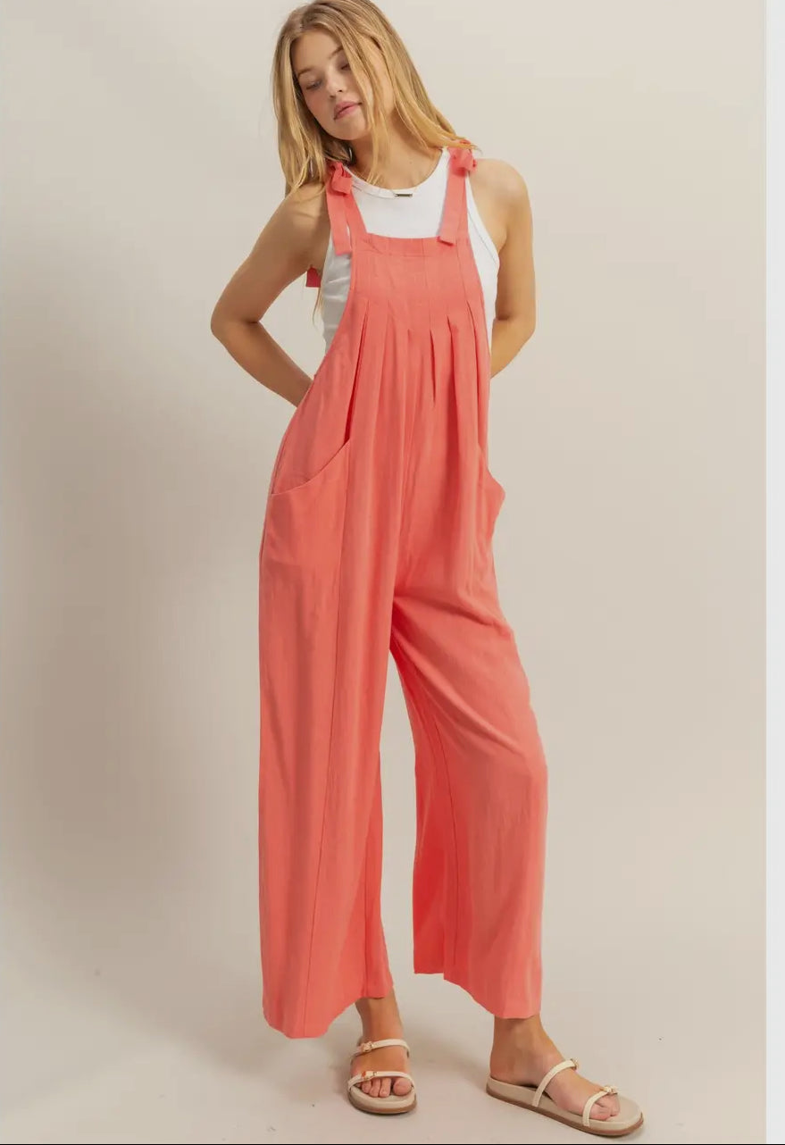 Self-Tie Shoulder Straps Jumpsuit