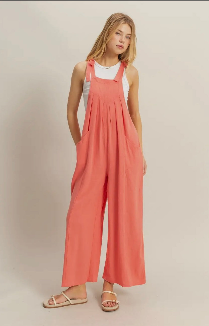 Self-Tie Shoulder Straps Jumpsuit