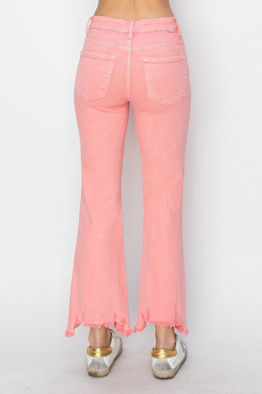 Mid Rise Straight Step Hem Pants