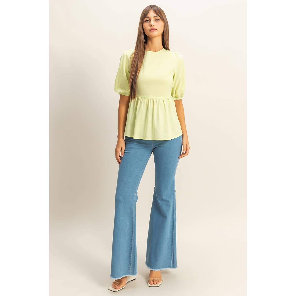 Puff Sleeve Open Back Top