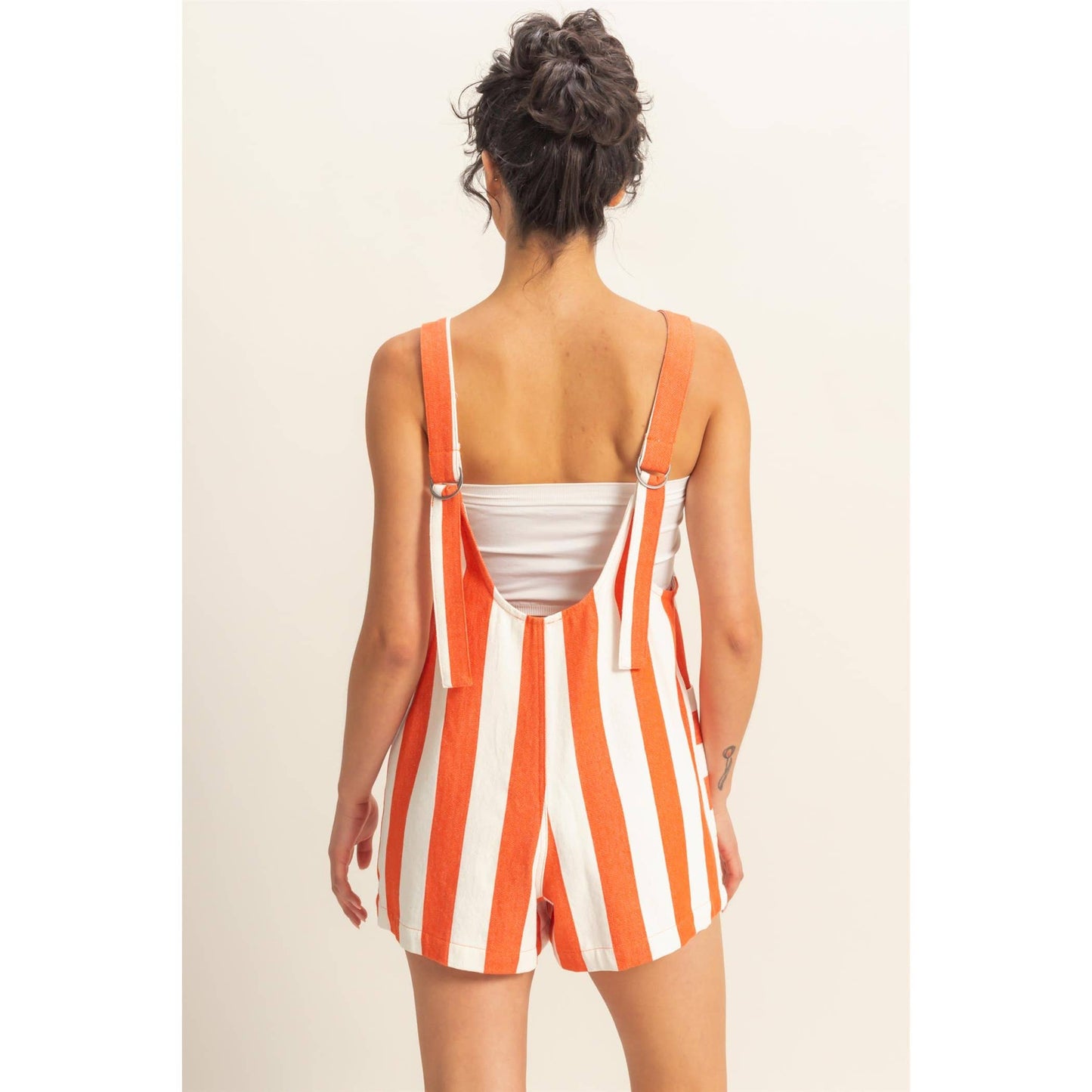 Striped Sleeveless Overall Romper