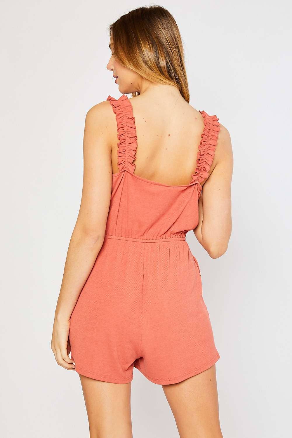 Ruffle Detail Strap Romper