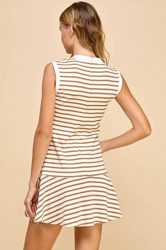 Sleeveless Knit Striped Athletic Dress