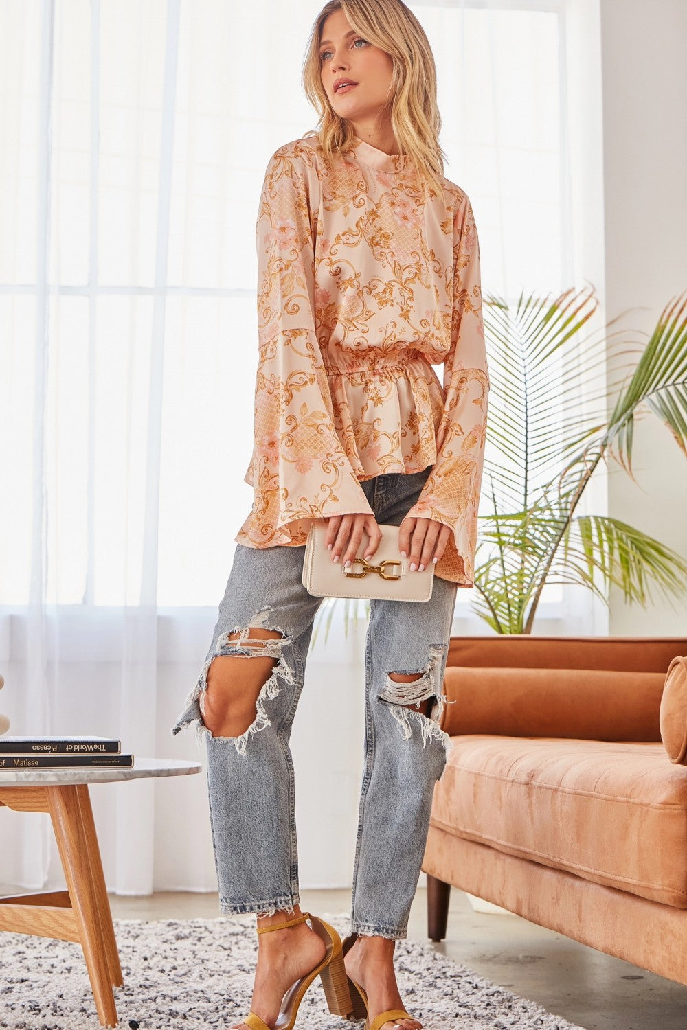 Champagne Bell Sleeved Blouse