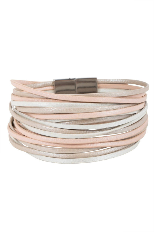 Jolie Metallic Leather Bracelet PINK