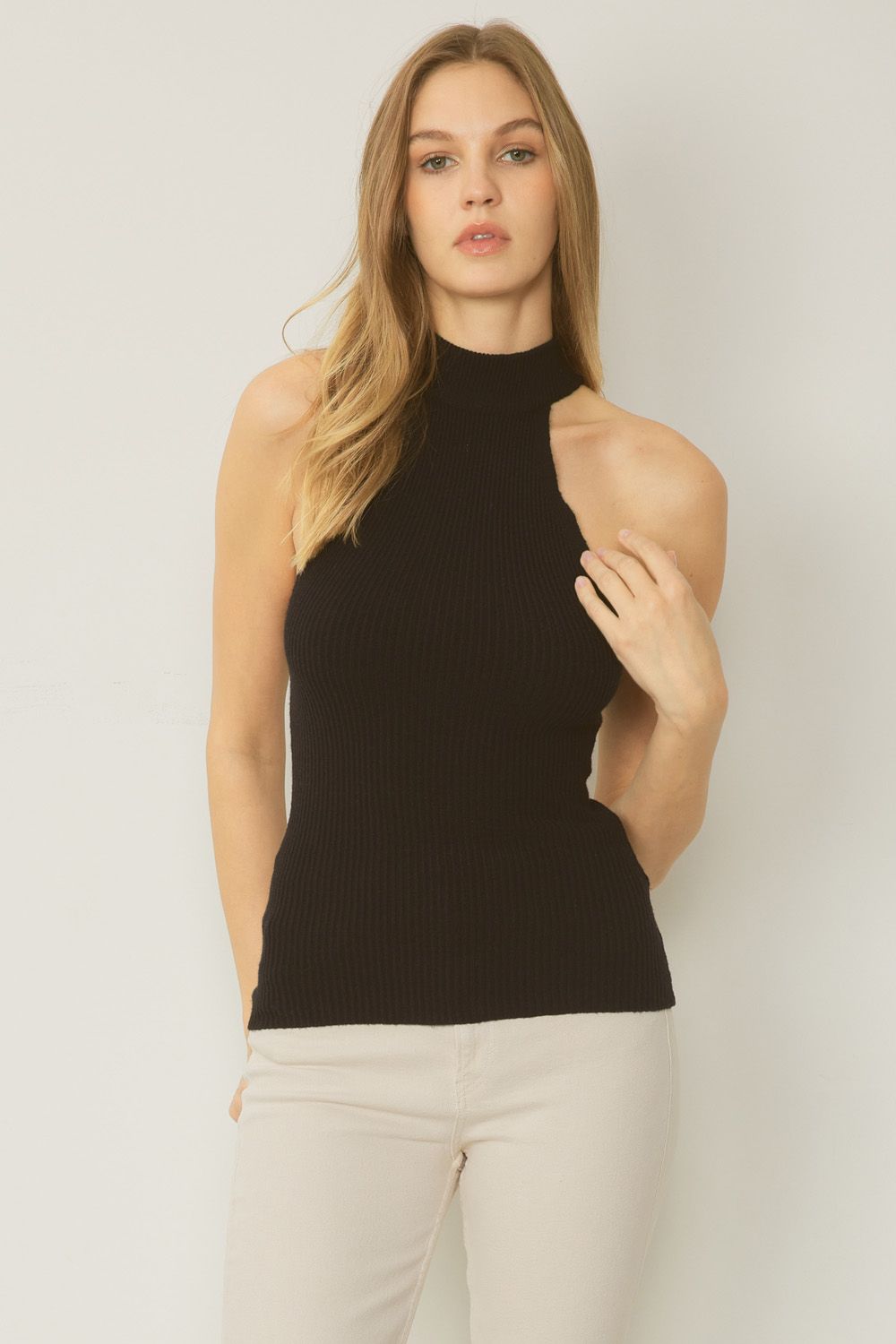 Ribbed Sleeveless Knit Top