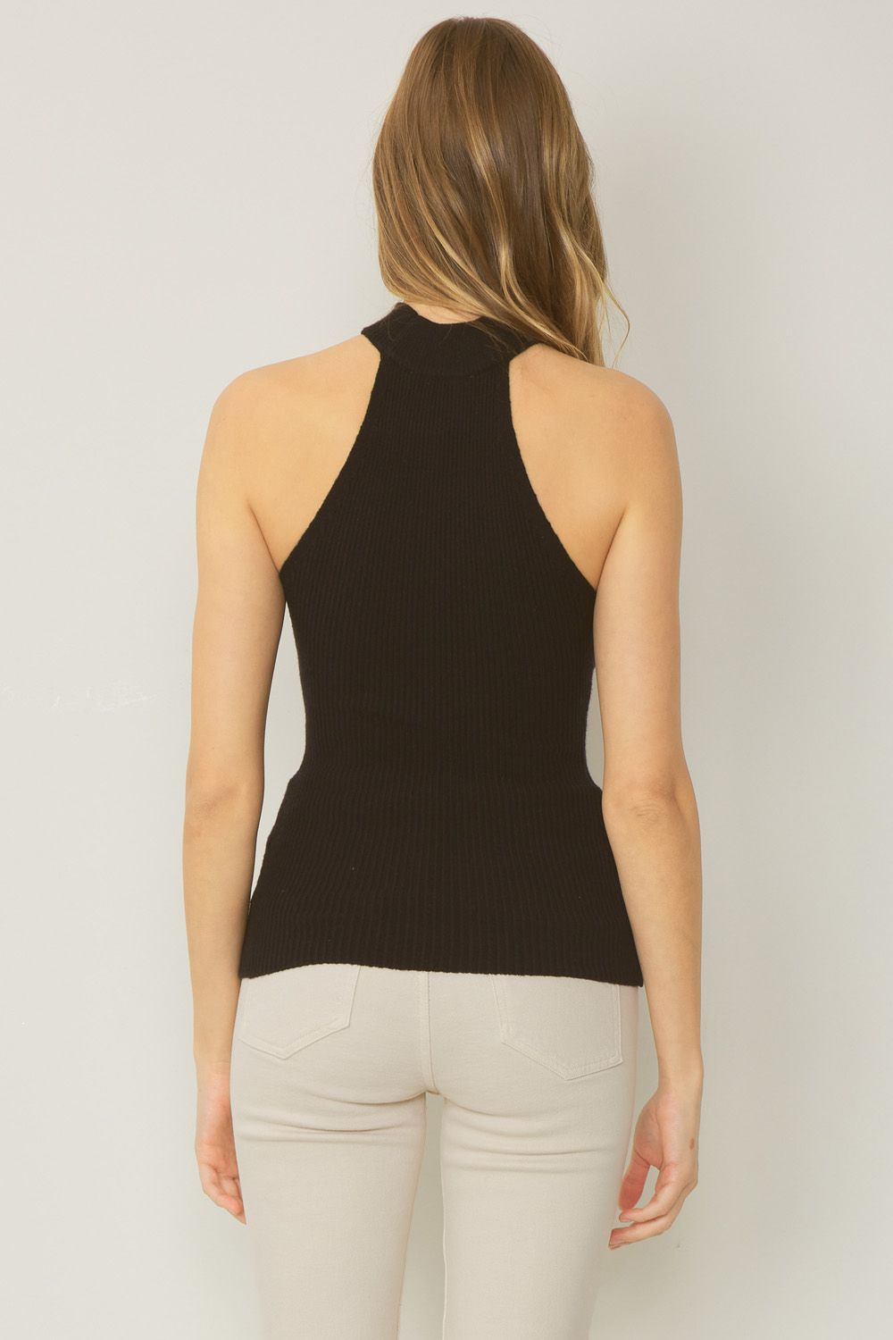 Ribbed Sleeveless Knit Top