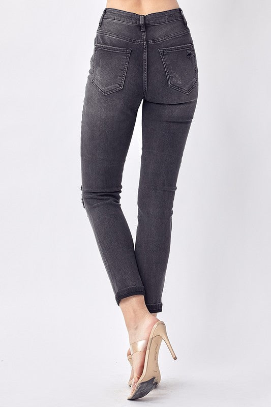 Risen Grey High Rise Ankle Skinny Jeans