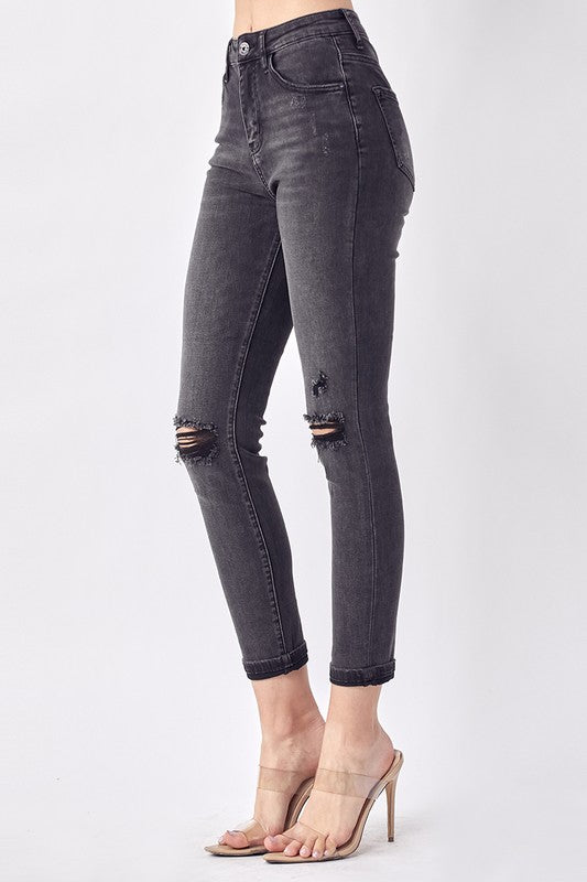Risen Grey High Rise Ankle Skinny Jeans